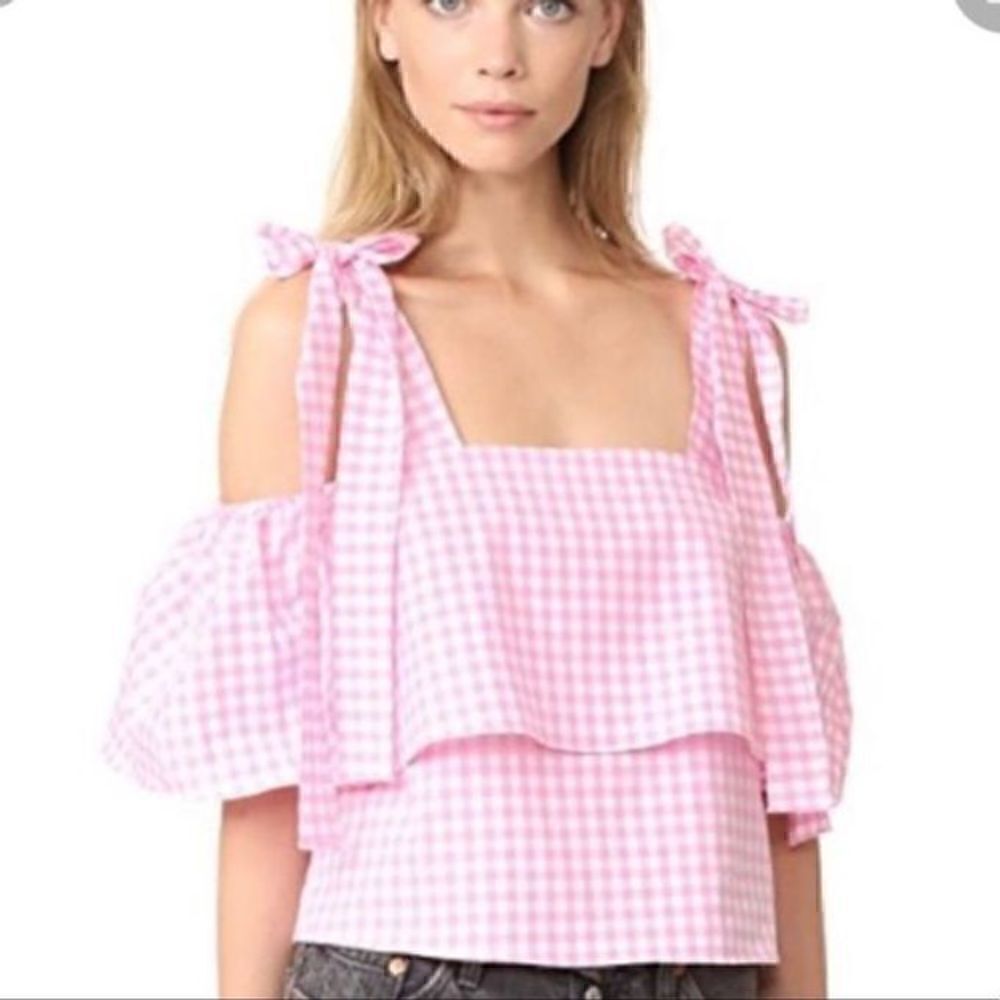 Amanda Uprichard Gingham Top Pink White